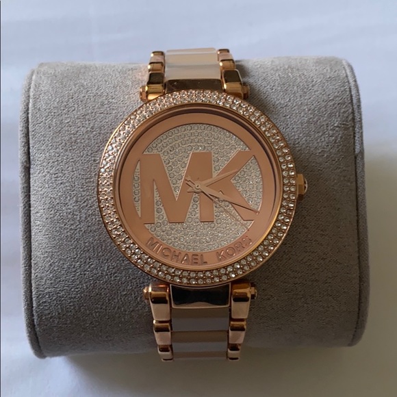 Logo Rose Gold-Tone and Acetate Watch